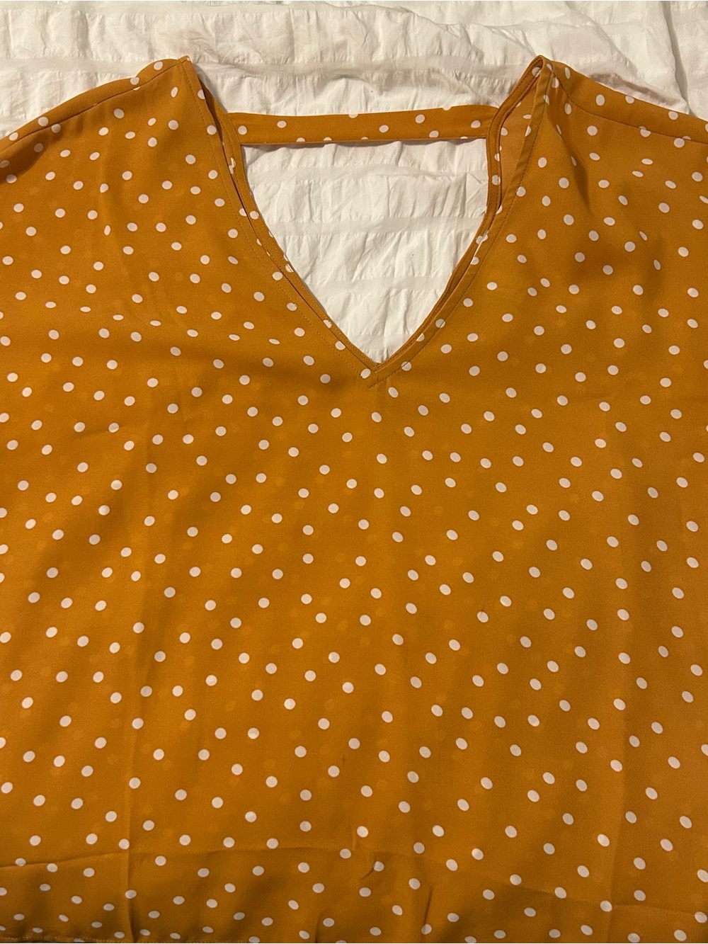 Women’s Polka Dot V-Neck Top - Mustard Yellow